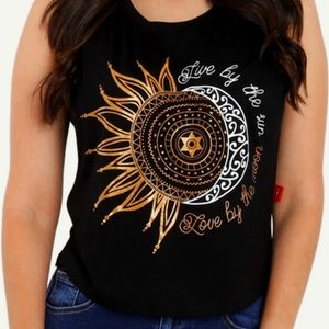 Women's sleeveless shirt Live by the sun, love by the moon